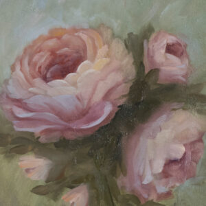 Dreamy roses in soft pink and blue green tones