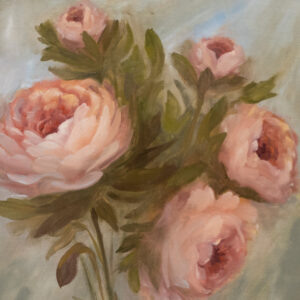 Dreamy roses in soft pink and blue green tones